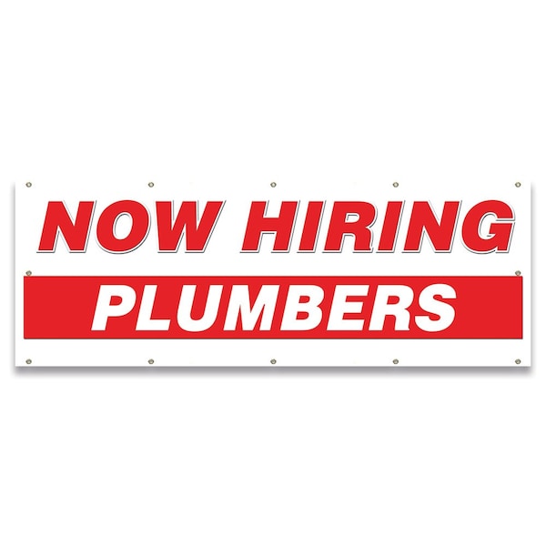 Now Hiring Plumbers Banner Apply Inside Accepting Application Single Sided